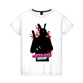 Женская футболка хлопок с принтом Hotline Miami rabbit , 100% хлопок | прямой крой, круглый вырез горловины, длина до линии бедер, слегка спущенное плечо | hotline miami