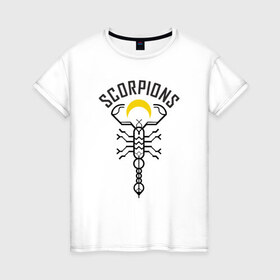 Женская футболка хлопок с принтом Scorpions , 100% хлопок | прямой крой, круглый вырез горловины, длина до линии бедер, слегка спущенное плечо | 