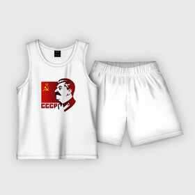 Детская пижама с шортами хлопок с принтом Сталин ,  |  | отличный подарок для настоящего патриотаussr | россия | серп и молот | ссср | флаг