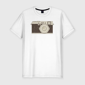 Мужская футболка премиум с принтом Ретро фотоаппарат , 92% хлопок, 8% лайкра | приталенный силуэт, круглый вырез ворота, длина до линии бедра, короткий рукав | 
