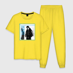 Мужская пижама хлопок с принтом Mercury , 100% хлопок | брюки и футболка прямого кроя, без карманов, на брюках мягкая резинка на поясе и по низу штанин
 | heavy | queen | квин | меркури | метал | фредди