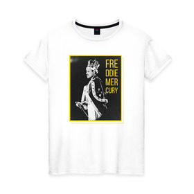 Женская футболка хлопок с принтом Фредди Меркьюри , 100% хлопок | прямой крой, круглый вырез горловины, длина до линии бедер, слегка спущенное плечо | heavy | queen | квин | меркури | метал | фредди