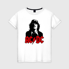 Женская футболка хлопок с принтом AC DC , 100% хлопок | прямой крой, круглый вырез горловины, длина до линии бедер, слегка спущенное плечо | acdc | metall | метал | рок группы | траш