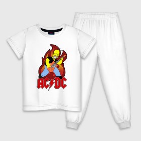 Детская пижама хлопок с принтом Гомер играет AC DC , 100% хлопок |  брюки и футболка прямого кроя, без карманов, на брюках мягкая резинка на поясе и по низу штанин
 | Тематика изображения на принте: acdc | metall | метал | рок группы | траш
