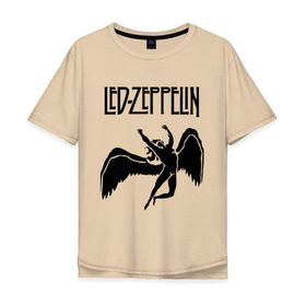 Мужская футболка хлопок Oversize с принтом Led Zeppelin swan , 100% хлопок | свободный крой, круглый ворот, “спинка” длиннее передней части | led zeppelin