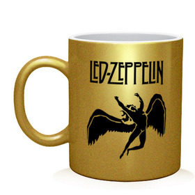 Кружка с принтом Led Zeppelin swan , керамика | объем — 330 мл, диаметр — 80 мм. Принт наносится на бока кружки, можно сделать два разных изображения | Тематика изображения на принте: led zeppelin