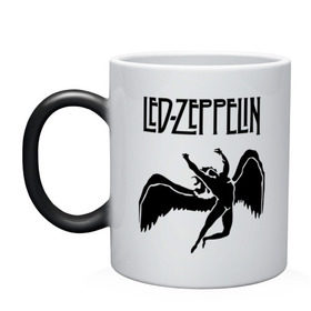 Кружка хамелеон с принтом Led Zeppelin swan , керамика | меняет цвет при нагревании, емкость 330 мл | Тематика изображения на принте: led zeppelin