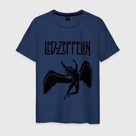 Мужская футболка хлопок с принтом Led Zeppelin swan , 100% хлопок | прямой крой, круглый вырез горловины, длина до линии бедер, слегка спущенное плечо. | Тематика изображения на принте: led zeppelin