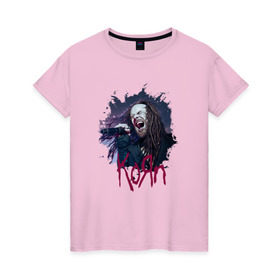 Женская футболка хлопок с принтом Korn , 100% хлопок | прямой крой, круглый вырез горловины, длина до линии бедер, слегка спущенное плечо | korn | metal | дэвис | корн | метал | рок