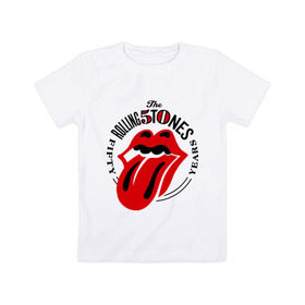 Детская футболка хлопок с принтом Rolling Stones , 100% хлопок | круглый вырез горловины, полуприлегающий силуэт, длина до линии бедер | rolling stones