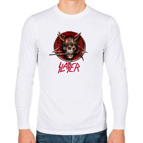 Мужской лонгслив хлопок с принтом Slayer skull , 100% хлопок |  | Тематика изображения на принте: punk | slayer | метал