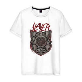 Мужская футболка хлопок с принтом Slayer , 100% хлопок | прямой крой, круглый вырез горловины, длина до линии бедер, слегка спущенное плечо. | punk | slayer | метал