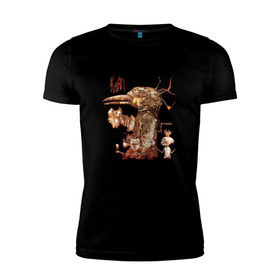 Мужская футболка премиум с принтом Korn , 92% хлопок, 8% лайкра | приталенный силуэт, круглый вырез ворота, длина до линии бедра, короткий рукав | korn | metal | дэвис | корн | метал | рок