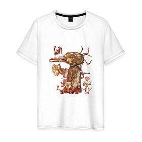 Мужская футболка хлопок с принтом Korn , 100% хлопок | прямой крой, круглый вырез горловины, длина до линии бедер, слегка спущенное плечо. | Тематика изображения на принте: korn | metal | дэвис | корн | метал | рок
