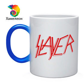 Кружка хамелеон с принтом Slayer logo , керамика | меняет цвет при нагревании, емкость 330 мл | alternative rock | pank | punk | rock | slayer | альтернативный рок | метал | панк | рок | слаер | тяжелая музыка | хард рок | хеви метал