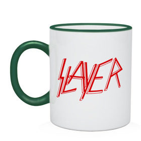 Кружка двухцветная с принтом Slayer logo , керамика | объем — 330 мл, диаметр — 80 мм. Цветная ручка и кайма сверху, в некоторых цветах — вся внутренняя часть | alternative rock | pank | punk | rock | slayer | альтернативный рок | метал | панк | рок | слаер | тяжелая музыка | хард рок | хеви метал