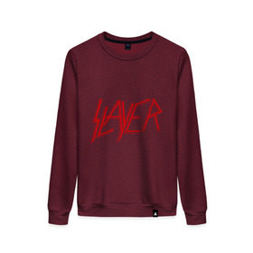 Женский свитшот хлопок с принтом Slayer logo , 100% хлопок | прямой крой, круглый вырез, на манжетах и по низу широкая трикотажная резинка  | alternative rock | pank | punk | rock | slayer | альтернативный рок | метал | панк | рок | слаер | тяжелая музыка | хард рок | хеви метал