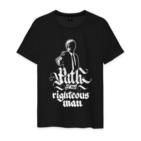 Мужская футболка хлопок с принтом Path of the righteous man , 100% хлопок | прямой крой, круглый вырез горловины, длина до линии бедер, слегка спущенное плечо. | 