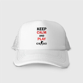 Кепка тракер с сеткой с принтом Keep Calm and play cs:go , трикотажное полотно; задняя часть — сетка | длинный козырек, универсальный размер, пластиковая застежка | calm | cs go | keep | го