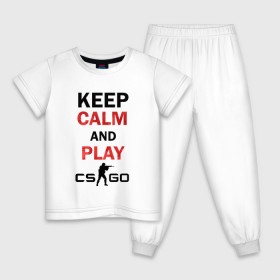 Детская пижама хлопок с принтом Keep Calm and play cs:go , 100% хлопок |  брюки и футболка прямого кроя, без карманов, на брюках мягкая резинка на поясе и по низу штанин
 | calm | cs go | keep | го