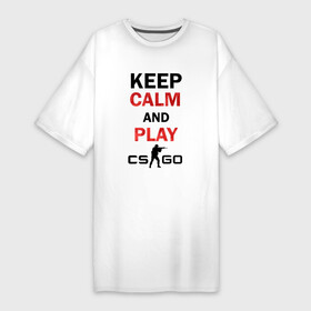 Платье-футболка хлопок с принтом Keep Calm and play cs:go ,  |  | calm | cs go | keep | го