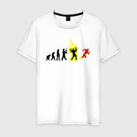 Мужская футболка хлопок с принтом Эволюция Флеш , 100% хлопок | прямой крой, круглый вырез горловины, длина до линии бедер, слегка спущенное плечо. | flash