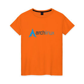 Женская футболка хлопок с принтом Arch Linux , 100% хлопок | прямой крой, круглый вырез горловины, длина до линии бедер, слегка спущенное плечо | linux | баш | линукс | ос