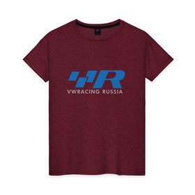 Женская футболка хлопок с принтом VW Racing Russia , 100% хлопок | прямой крой, круглый вырез горловины, длина до линии бедер, слегка спущенное плечо | r line | russia | volkswagen | vw | vw racing russiaracing