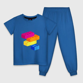 Детская пижама хлопок с принтом Lego , 100% хлопок |  брюки и футболка прямого кроя, без карманов, на брюках мягкая резинка на поясе и по низу штанин
 | кубики | лего