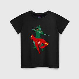 Детская футболка хлопок с принтом Flash and arrow , 100% хлопок | круглый вырез горловины, полуприлегающий силуэт, длина до линии бедер | flash and arrow зеленая стрела флеш флэш супе