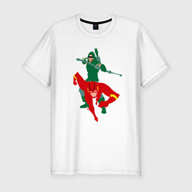 Мужская футболка премиум с принтом Flash and arrow , 92% хлопок, 8% лайкра | приталенный силуэт, круглый вырез ворота, длина до линии бедра, короткий рукав | flash and arrow зеленая стрела флеш флэш супе