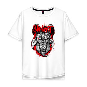 Мужская футболка хлопок Oversize с принтом Slipknot goat , 100% хлопок | свободный крой, круглый ворот, “спинка” длиннее передней части | metall | punk | slipknot | метал | панк рок | слипнот