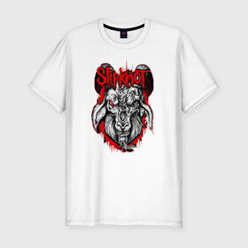 Мужская футболка премиум с принтом Slipknot goat , 92% хлопок, 8% лайкра | приталенный силуэт, круглый вырез ворота, длина до линии бедра, короткий рукав | Тематика изображения на принте: metall | punk | slipknot | метал | панк рок | слипнот