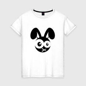 Женская футболка хлопок с принтом Зомби заяц , 100% хлопок | прямой крой, круглый вырез горловины, длина до линии бедер, слегка спущенное плечо | заяц | кролик