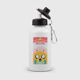 Бутылка спортивная с принтом Adventure Time , металл | емкость — 500 мл, в комплекте две пластиковые крышки и карабин для крепления | 