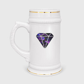 Кружка пивная с принтом Violet Diamond ,  керамика (Материал выдерживает высокую температуру, стоит избегать резкого перепада температур) |  объем 630 мл | Тематика изображения на принте: diamond | diamondкристалл | swag | twark | допе