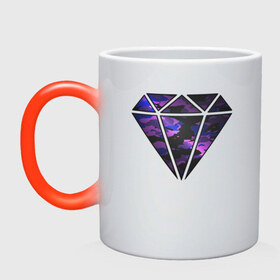 Кружка хамелеон с принтом Violet Diamond , керамика | меняет цвет при нагревании, емкость 330 мл | Тематика изображения на принте: diamond | diamondкристалл | swag | twark | допе