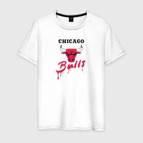 Мужская футболка хлопок с принтом Bulls , 100% хлопок | прямой крой, круглый вырез горловины, длина до линии бедер, слегка спущенное плечо. | Тематика изображения на принте: chicago bulls | баскетбол