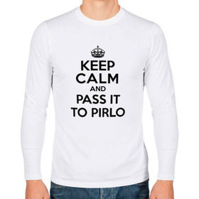 Мужской лонгслив хлопок с принтом Keep calm and pass it to pirlo , 100% хлопок |  | Тематика изображения на принте: juventus | keepcalm | пирло