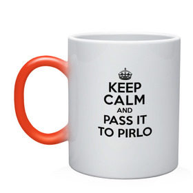 Кружка хамелеон с принтом Keep calm and pass it to pirlo , керамика | меняет цвет при нагревании, емкость 330 мл | juventus | keepcalm | пирло