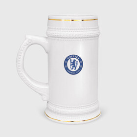 Кружка пивная с принтом Chelsea FC ,  керамика (Материал выдерживает высокую температуру, стоит избегать резкого перепада температур) |  объем 630 мл | 