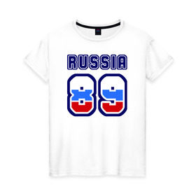 Женская футболка хлопок с принтом Russia - 89 (Ямало-Ненецк. АО) , 100% хлопок | прямой крой, круглый вырез горловины, длина до линии бедер, слегка спущенное плечо | 