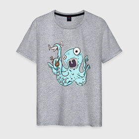 Мужская футболка хлопок с принтом Осьминог , 100% хлопок | прямой крой, круглый вырез горловины, длина до линии бедер, слегка спущенное плечо. | акула | корабль | море | осьминог