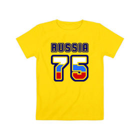Детская футболка хлопок с принтом Russia - 75 (Забайкал. край) , 100% хлопок | круглый вырез горловины, полуприлегающий силуэт, длина до линии бедер | 75 | 80 | russia | russia   75 | забайкальский край