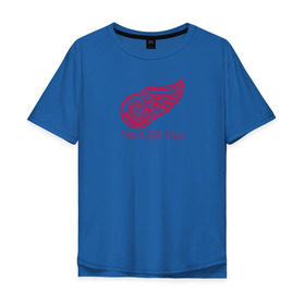 Мужская футболка хлопок Oversize с принтом Detroit Red Wings , 100% хлопок | свободный крой, круглый ворот, “спинка” длиннее передней части | detroit red wings | nhl | хоккей