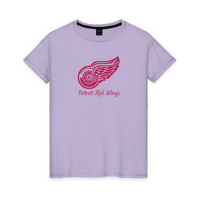 Женская футболка хлопок с принтом Detroit Red Wings , 100% хлопок | прямой крой, круглый вырез горловины, длина до линии бедер, слегка спущенное плечо | detroit red wings | nhl | хоккей