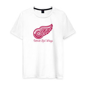 Мужская футболка хлопок с принтом Detroit Red Wings , 100% хлопок | прямой крой, круглый вырез горловины, длина до линии бедер, слегка спущенное плечо. | detroit red wings | nhl | хоккей