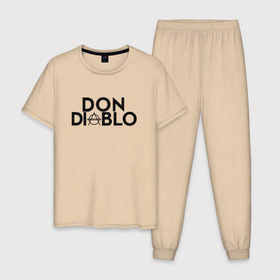 Мужская пижама хлопок с принтом Don Diablo , 100% хлопок | брюки и футболка прямого кроя, без карманов, на брюках мягкая резинка на поясе и по низу штанин
 | Тематика изображения на принте: dj | don diablo | house | хаус