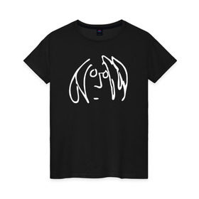 Женская футболка хлопок с принтом Imagine logo , 100% хлопок | прямой крой, круглый вырез горловины, длина до линии бедер, слегка спущенное плечо | imagine logo john lennon the beatles