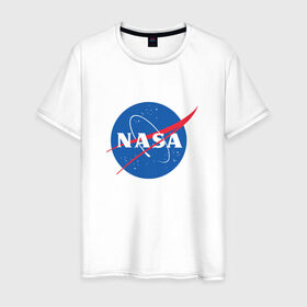 Мужская футболка хлопок с принтом NASA , 100% хлопок | прямой крой, круглый вырез горловины, длина до линии бедер, слегка спущенное плечо. | nasa